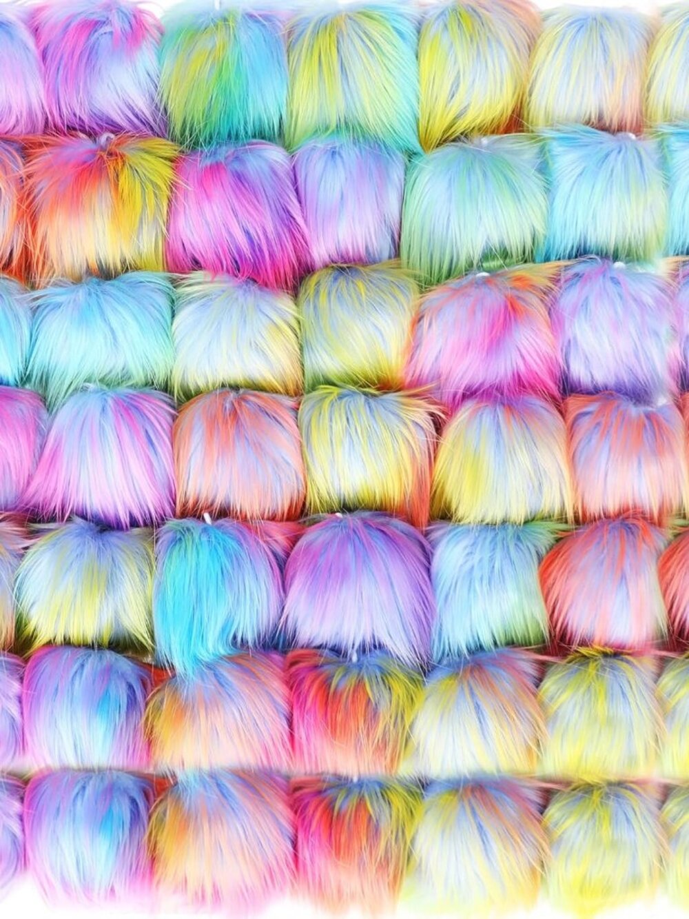 16 Pcs Faux Fur Pom Poms for Hats, Colorful